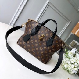Replica Louis Vuitton Brown Monogram Black Flower Zipped Tote PM