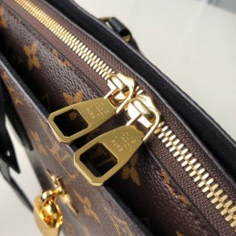 Replica Louis Vuitton Brown Monogram Black Flower Zipped Tote PM