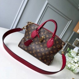Replica Louis Vuitton Brown Monogram Burgundy Flower Zipped Tote PM
