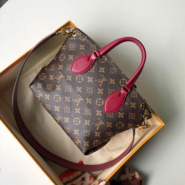 Replica Louis Vuitton Brown Monogram Burgundy Flower Zipped Tote PM