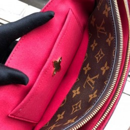 Replica Louis Vuitton Brown Monogram Burgundy Flower Zipped Tote PM