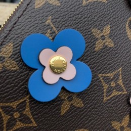 Replica Louis Vuitton Brown Monogram Blue Floral Double Zip Pochette