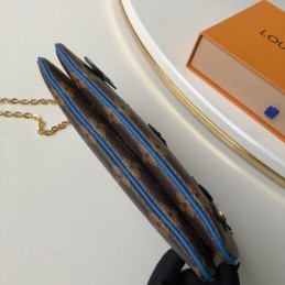 Replica Louis Vuitton Brown Monogram Blue Floral Double Zip Pochette