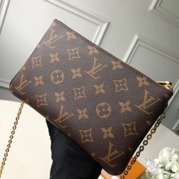 Replica Louis Vuitton Brown Monogram Double Zip Pochette
