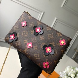 Replica Louis Vuitton Brown Monogram Double Zip Pochette