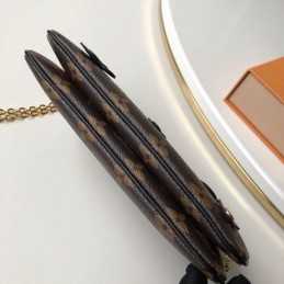 Replica Louis Vuitton Brown Monogram Double Zip Pochette