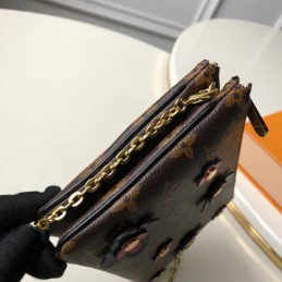 Replica Louis Vuitton Brown Monogram Double Zip Pochette