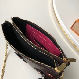 Replica Louis Vuitton Brown Monogram Double Zip Pochette
