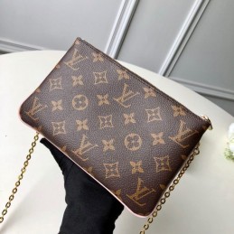 Replica Louis Vuitton Brown Monogram Red Floral Double Zip Pochette