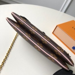 Replica Louis Vuitton Brown Monogram Red Floral Double Zip Pochette