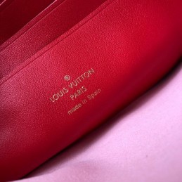 Replica Louis Vuitton Brown Monogram Red Floral Double Zip Pochette