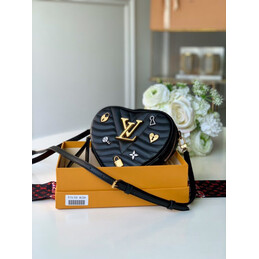 Replica Louis Vuitton Black Floral New Wave Heart Bag