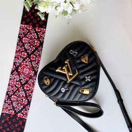 Replica Louis Vuitton Black Floral New Wave Heart Bag