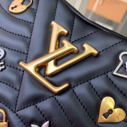Replica Louis Vuitton Black Floral New Wave Heart Bag