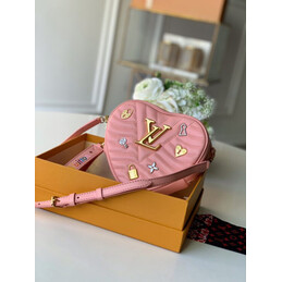 Replica Louis Vuitton Pale Pink Floral New Wave Heart Bag