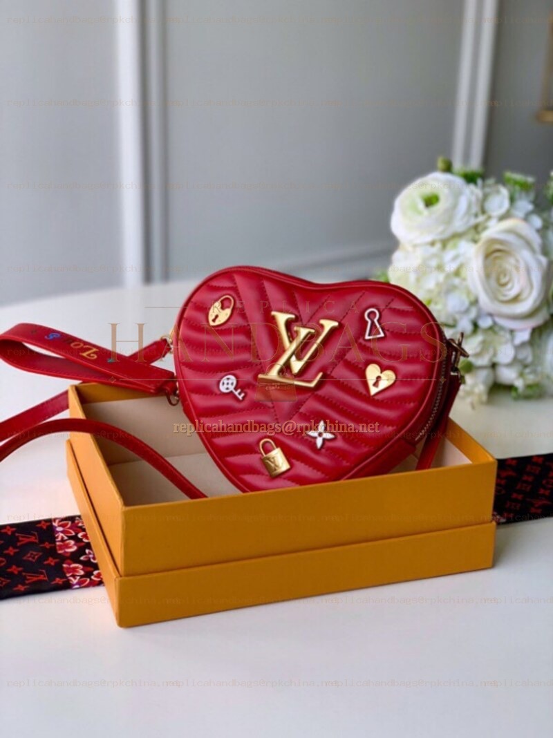 Replica Louis Vuitton Red Floral New Wave Heart Bag