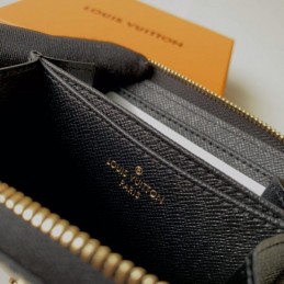 Replica Louis Vuitton Black Textured Gold Charm Zippy Coin Purse
