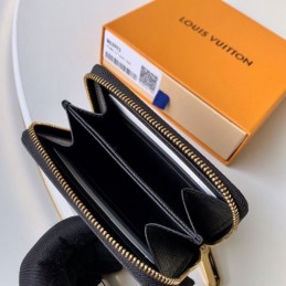 Replica Louis Vuitton Black Textured Gold Charm Zippy Coin Purse