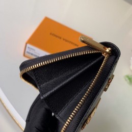 Replica Louis Vuitton Black Textured Gold Charm Zippy Coin Purse