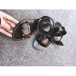Replica Louis Vuitton Black Brown Monogram Ring Flat Sandals