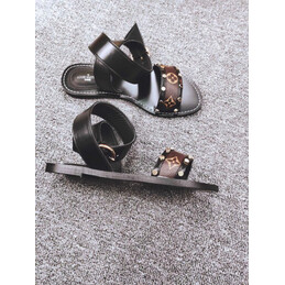 Replica Louis Vuitton Black Brown Monogram Ring Flat Sandals