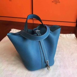 Replica Hermes Blue Picotin Lock 13 Smooth Leather Bag