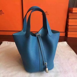 Replica Hermes Blue Picotin Lock 13 Smooth Leather Bag