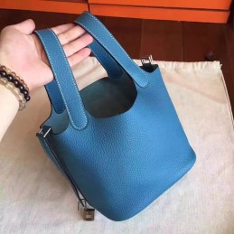 Replica Hermes Blue Picotin Lock 13 Smooth Leather Bag