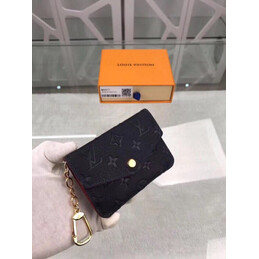Replica Louis Vuitton Black Embossed Monogram Red Interior Chain Key Pouch