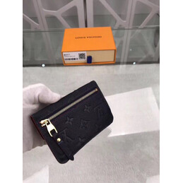 Replica Louis Vuitton Black Embossed Monogram Red Interior Chain Key Pouch