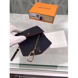 Replica Louis Vuitton Black Embossed Monogram Red Interior Chain Key Pouch