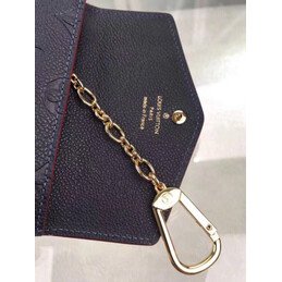 Replica Louis Vuitton Black Embossed Monogram Red Interior Chain Key Pouch