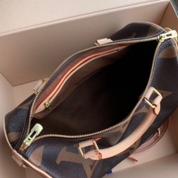 Replica Louis Vuitton Brown Giant Monogram Pale Pink Trim Speedy 30