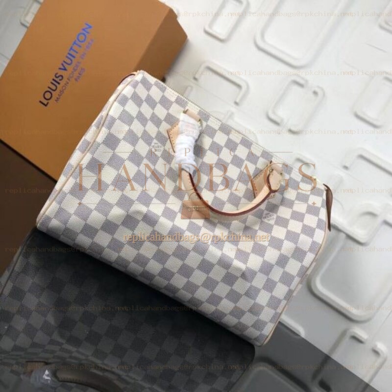 Replica Louis Vuitton White Damier Azur Speedy 30