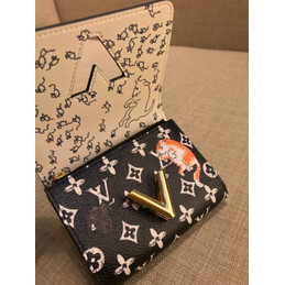 Replica Louis Vuitton Black White Monogram Character Twist Compact Wallet