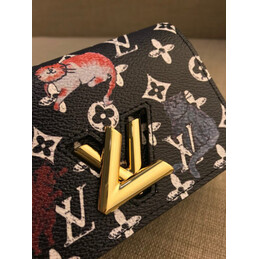 Replica Louis Vuitton Black White Monogram Character Twist Compact Wallet