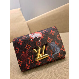 Replica Louis Vuitton Black Red Monogram Character Twist Compact Wallet