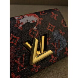 Replica Louis Vuitton Black Red Monogram Character Twist Compact Wallet