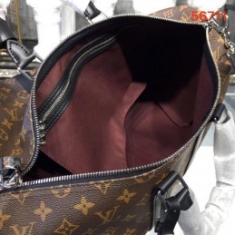 Replica Louis Vuitton Brown Monogram Black Trim Keepall Bandouliere 45