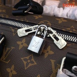 Replica Louis Vuitton Brown Monogram Black Trim Keepall Bandouliere 45