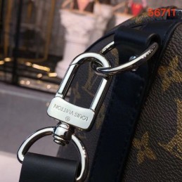 Replica Louis Vuitton Brown Monogram Black Trim Keepall Bandouliere 45