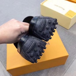 Replica Louis Vuitton Black Damier LV Buckle Loafers