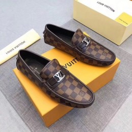 Replica Louis Vuitton Brown Damier LV Buckle Loafers