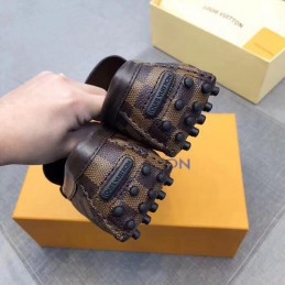 Replica Louis Vuitton Brown Damier LV Buckle Loafers