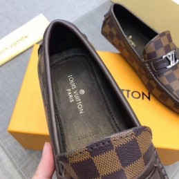 Replica Louis Vuitton Brown Damier LV Buckle Loafers