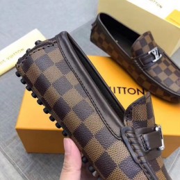 Replica Louis Vuitton Brown Damier LV Buckle Loafers