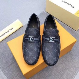 Replica Louis Vuitton Navy Monogram LV Buckle Loafers