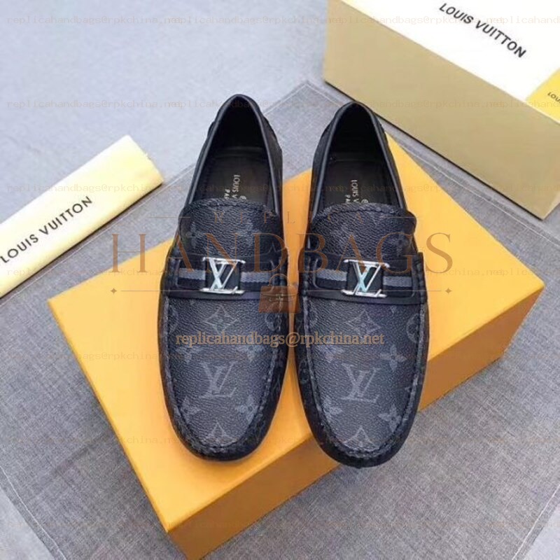 Replica Louis Vuitton Navy Monogram LV Buckle Loafers