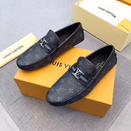 Replica Louis Vuitton Navy Monogram LV Buckle Loafers