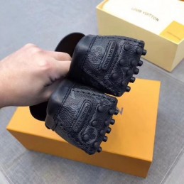 Replica Louis Vuitton Navy Monogram LV Buckle Loafers